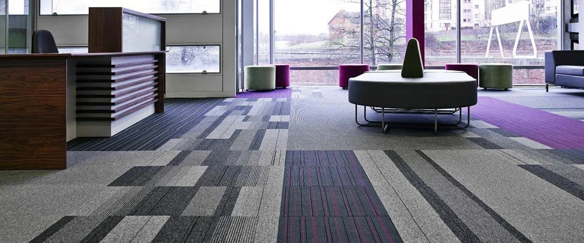Office environment with carpet tiles